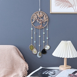 Оранжевый Кварц Древо жизни из натурального оранжевого кварца и агата, плетеная сетка для ловли солнца, подвесные украшения на тему чакры со стеклянными бусинами, 660 мм