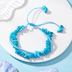 Бирюза Браслеты из плетеных бусин ручной работы из стеклянных и синтетических бирюзовых бусин, регулируемый плетеный нейлоновый браслет для женщин, внутренний диаметр: 1-3/4~3 дюйм (4.4~7.7 см)