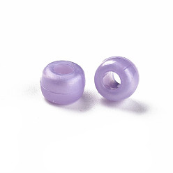Lilac Plastic Pearlized Beads, Barrel, Lilac, 9x6mm, Hole: 3.5mm, about 1900pcs/500g.