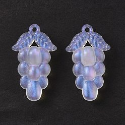 Clear Transparent Acrylic Pendants, Glitter Powder, Grape Charms, Clear, 43.5x25x15mm, Hole: 2.4mm, about 100pcs/500g