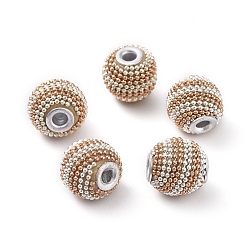 Разноцветный Индонезийские бусины ручной работы, с полимерной глиной, латунные сердечники и латунные шариковые цепи, круглые, красочный, 14~15x12~13 мм, отверстие : 3 мм