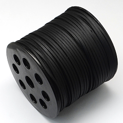 Черный Шнуры из искусственной замши, искусственная замшевая кружева, одна сторона покрытия с искусственной кожи, чёрные, 2.7x1.4 мм, около 98.42 ярдов (90 м) / рулон