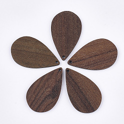 Седло Коричневый Подвески из орехового дерева, слеза, седло коричневый, 39.5x24x2 мм, отверстие : 1.8 мм