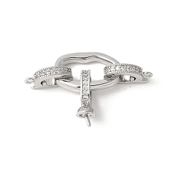 Платина Латунный паве из прозрачного кубического циркония с застежками, без свинца и без кадмия, долговечный, стойки покрытие, овальные, платина, 37 мм