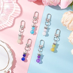 (52) Непрозрачная лаванда 6 шт. круглые подвесные украшения из искусственного нефрита, окрашенные методом запекания, с бусинами в форме короны из сплава и поворотными застежками, разноцветные, 64 мм