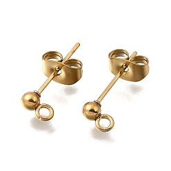 Настоящее золото 18K 304 Результаты серьги из нержавеющей стали, ионное покрытие (ip), круглые, с петлей, реальный 18 k позолоченный, 15.5x3 мм, отверстие : 1.5~1.6 мм, штифты : 0.7~0.8 мм