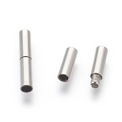 Stainless Steel Color 304 Stainless Steel Bayonet Clasps, Column, Stainless Steel Color, 18~20x3mm, Hole: 2mm