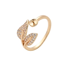 Настоящее золото 14K Оправа для кольца-манжеты из листовой латуни с микропаве из кубического циркония, закрепки колец и штифтов для полусверленных бусин, реальный 14 k позолоченный, 11 мм, размер США 7 1/4 (17.5 мм)