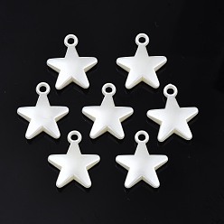 Creamy White ABS Plastic Imitation Pearl Pendants, Star, Creamy White, 22x19x5.5mm, Hole: 2.5mm, about 560pcs/500g