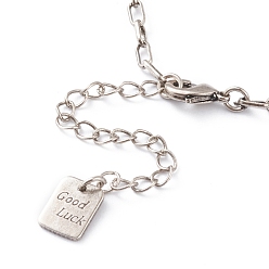 Античное Серебро Колье из медной скрепки, с карабин-лобстерами , долговечный, слово удачи, античное серебро, 15-5/8 дюйм (39.6 см)