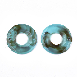 Темно-бирюзовый Акриловые ссылки, Стиль имитация драгоценных камней, пончик / пи-диск, темные бирюзовый, 43x4 мм, Отверстие : 2.5 мм , около 110 шт / 500 г