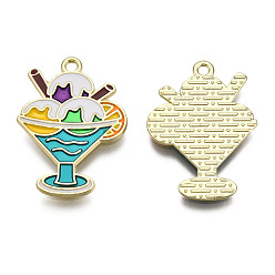 Голубой Подвески из эмали и сплава, без кадмия и без свинца, мороженое прелести, золотые, голубой, 28x20x1.3 мм, отверстие : 1.8 мм