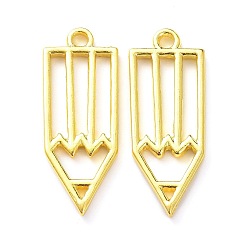 Золотой Живопись искусство тема сплава открытая спина безаль подвески, для diy уф смолы, эпоксидная смола, Прессованные цветочные украшения, карандаш, золотые, 34.9x13.6x2.5 мм, отверстие : 2.5 мм