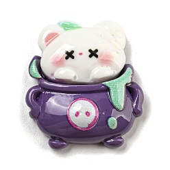 Другие Кабошоны из непрозрачной смолы на тему Хэллоуина, котел с медведем, 32x29x17.5 мм