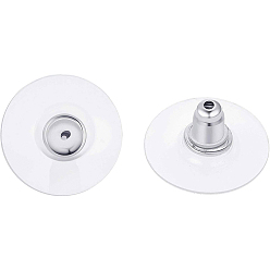 Platinum Anti-Tarnish Rhodium Plated 925 Sterling Silver Earring Ear Nuts, with Plastic, Platinum, 12x6mm, Hole: 0.5mm, 3pairs/set