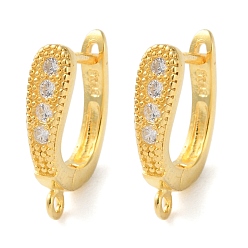 Настоящее золото 18K 925 Результаты серебристого серебра, с петлей и фианитом, реальный 18 k позолоченный, 15x3.5 мм, отверстие : 1.2 мм, штифты : 0.8x8.5 мм