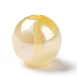 Золотистый УФ-покрытие радужными переливающимися акриловыми бусинами, с блеском порошок, круглые, золотые, 15 мм, отверстие : 3.2 мм
