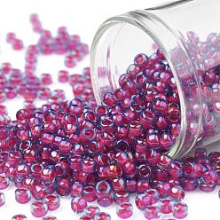 (304) Inside Color Light Sapphire/Hyacinth Lined TOHO Round Seed Beads, Japanese Seed Beads, (304) Inside Color Light Sapphire/Hyacinth Lined, 8/0, 3mm, Hole: 1mm, about 1110pcs/50g