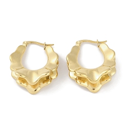 Настоящее золото 18K Серьги из 304 нержавеющей стали, для женщин, цветок, реальный 18 k позолоченный, 29x11.5 мм