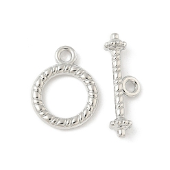 Платина Застежки-тоглы из текстурированного кольцевого сплава, без кадмия и без свинца, стойки покрытие, платина, Кольца: 16.5x13x2 мм, отверстие : 2 мм, бар: 7x20.5x4.5 mm, отверстие : 2 мм