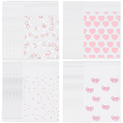 (52) Непрозрачная лаванда 4 сумки 4 стили прозрачные пакеты для хранения из полипропилена с принтом, пакеты с самоуплотнением, прямоугольные, разноцветные, 12~13.1x8x0.01 см, 50 шт / пакет, 1 сумка / стиль