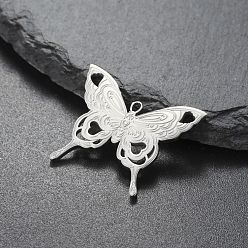 Нержавеющая Сталь Цвет Подвески из нержавеющей стали, лазерная резка, очарование бабочки, цвет нержавеющей стали, 23x28 мм