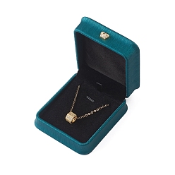Dark Cyan PU Leather Pendant Storage Box, Plush Interior Gift Case, for Jewelry Showcase Pendant Holder, Dark Cyan, 8.5x7.3x3.8cm