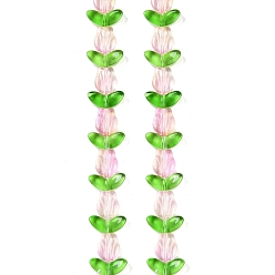 Розовый Прозрачные стеклянные бусины, цветок, туманная роза, 10x8x4 мм, отверстие : 0.8 мм, около 27 шт / нитка, 16.5'' (42 см)