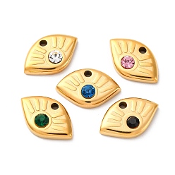 (52) Непрозрачная лаванда 304 из нержавеющей стали амулеты горный хрусталь, ионное покрытие (ip), реальный 14 k позолоченный, Очарование глаз, разноцветные, 9x15x3.5 мм, отверстие : 1.5 мм