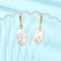 Золотой Натуральные барочные жемчужины, серьги-подвески кеши для женщин, с  латунными крючками для серег, самородки, золотые, 32~35x11~12 мм