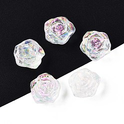 Прозрачный Гальванические стеклянные бусины, цветок, с покрытием AB цвета, прозрачные, 13.5x13x9 мм, отверстие : 1.2~1.4 мм, Около 675 шт / 1000 г
