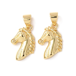 Настоящее золото 18K Латунные подвески, лошади прелести, реальный 18 k позолоченный, 17x11x3 мм, отверстие : 3.5x4 мм