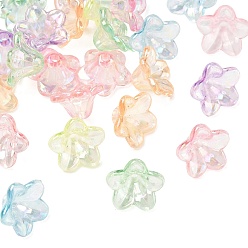 Mixed Color Transparent Acrylic Bead Caps, 5-Petal Flower, Mixed Color, 11.5~12x6.5mm, Hole: 1.6mm, about 2272pcs/500g