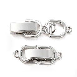 Platinum SHEGRACE Brass Fold Over Claps, Cadmium Free & Lead Free & Nickel Free, Long-Lasting Plated, Platinum, 24x7x4mm, Hole: 1.2mm