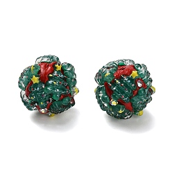 Рождественская елка Полимерная глина, стразы, бусины со смолой, рождественская тема, для самодельных украшений и украшений для ручек, рождественская елка, 17.5~19x19~20x19~20 мм, отверстие : 2 мм