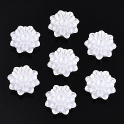 Creamy White ABS Plastic Imitation Pearl Cabochons, Flower, White, 20x20x8mm, about 200pcs/bag