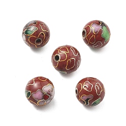 (123L) Белый крем непрозрачный блеск Бусины ручной работы перегородчатой, круглые, огнеупорный кирпич, 10 мм, отверстие : 1.2 мм