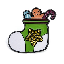 Christmas Socking Эмалевые булавки рождественской серии, броши из черного сплава со стразами, рождественские носки, 29x30.5 мм