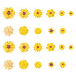 Оранжевый Кабошоны из смолы, для мобильных аксессуаров своими руками, цветок ромашка, оранжевые, 9~26.5x4~8.5 мм