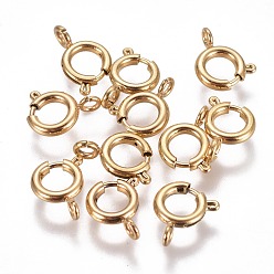 Golden Ion Plating(IP) 304 Stainless Steel Spring Ring Clasps, Golden, 8x1.8mm, Hole: 2.5mm