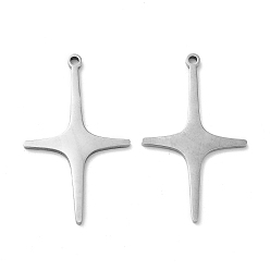 Нержавеющая Сталь Цвет Не тускнеющие 201 подвески из нержавеющей стали, звезда очарование, цвет нержавеющей стали, 30x19x1.5 мм, отверстие : 1.5 мм