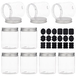 Прозрачный Пластиковые пустые косметические контейнеры, с алюминиевыми винтовыми крышками, с наклейками на доске, прозрачные, 8.6x7.1 см, Емкость: 250 мл