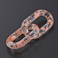 Light Salmon Transparent Acrylic Linking Rings, Quick Link Connectors, for Cable Chains Making, Oval, Light Salmon, 27x16.5x4mm, Inner Diameter: 7.5x18mm