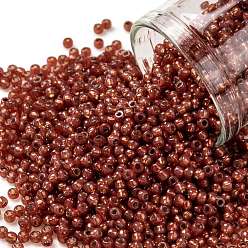 (PF2113) PermaFinish Ruby Opal Silver Lined TOHO Round Seed Beads, Japanese Seed Beads, (PF2113) PermaFinish Ruby Opal Silver Lined, 8/0, 3mm, Hole: 1mm, about 222pcs/bottle, 10g/bottle