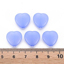 Medium Slate Blue Transparent Acrylic Beads, Dyed, Heart, Medium Slate Blue, 13.5x14x6mm, Hole: 1.5mm, about 775pcs/500g