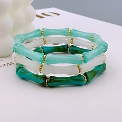 Темно-Зеленый Браслеты из акрила и бамбука для женщин, темно-зеленый, внутренний диаметр: 2-1/4 дюйм (5.8 см)