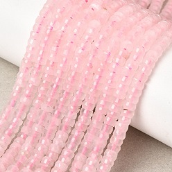 Розовый Кварц Природного розового кварца Heishi бисер нитей, граненые, шайба, 4x2.5 мм, отверстие : 0.9 мм, около 151~155 шт / нитка, 14.57''~14.96'' (37~38 см)