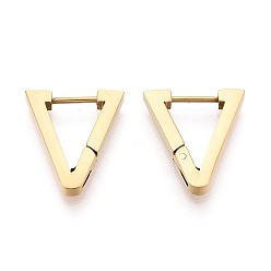 Настоящее золото 18K Серьги из 304 нержавеющей стали, треугольные, ионное покрытие (ip), реальный 18 k позолоченный, 17x15.5x3 мм