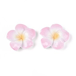 Бледно-Розовый Кабошоны из непрозрачной смолы в виде цветка плюмерии, розовый жемчуг, 29~30x29~30x7~8 мм