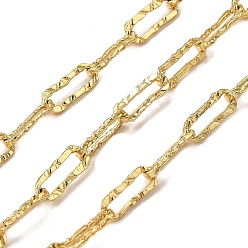 Настоящее золото 18K Латунные текстурированные цепочки из скрепок, стойки покрытие, без кадмия и без свинца, долговечный, пайки, с катушкой, реальный 18 k позолоченный, 10.5x4.2x0.8 мм